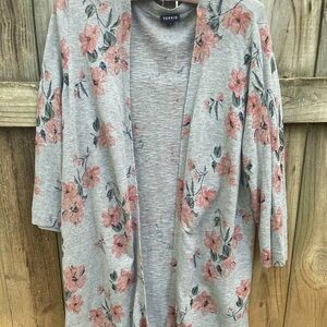 Torrid floral grey open cardigan